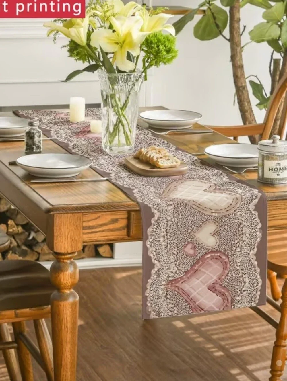New Heart Lace Look Table Runner 13x35.5 #1542-475
